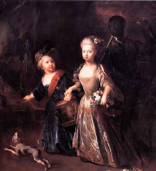 antoine pesne Frederick the Great as a child with his sister Wilhelmine oil painting picture